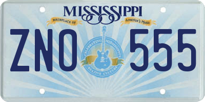 MS license plate ZNO555