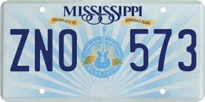 MS license plate ZNO573