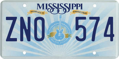 MS license plate ZNO574