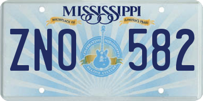 MS license plate ZNO582