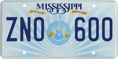 MS license plate ZNO600