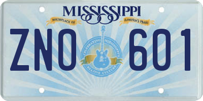 MS license plate ZNO601