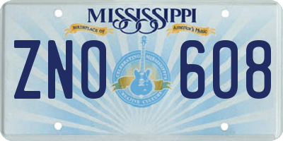 MS license plate ZNO608