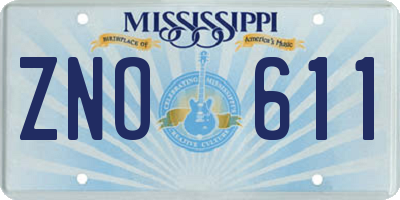 MS license plate ZNO611