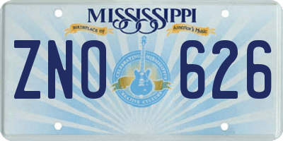 MS license plate ZNO626