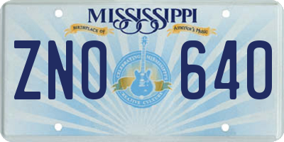 MS license plate ZNO640