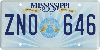 MS license plate ZNO646