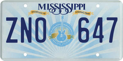 MS license plate ZNO647