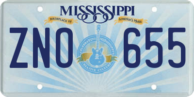 MS license plate ZNO655