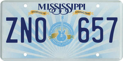 MS license plate ZNO657