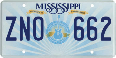 MS license plate ZNO662