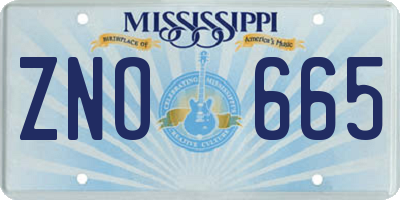 MS license plate ZNO665