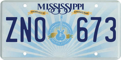 MS license plate ZNO673