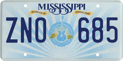 MS license plate ZNO685