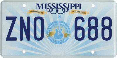 MS license plate ZNO688