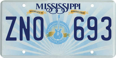 MS license plate ZNO693