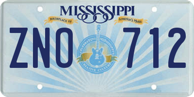 MS license plate ZNO712