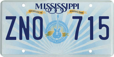 MS license plate ZNO715