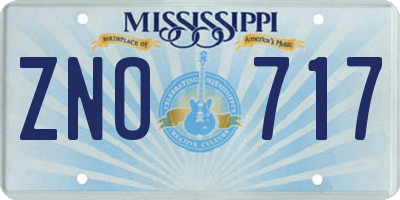 MS license plate ZNO717