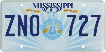 MS license plate ZNO727