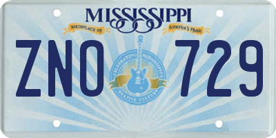 MS license plate ZNO729