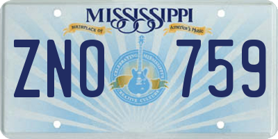 MS license plate ZNO759