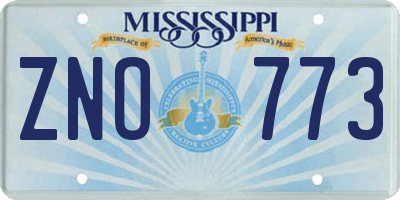 MS license plate ZNO773