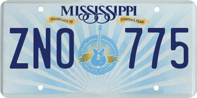 MS license plate ZNO775