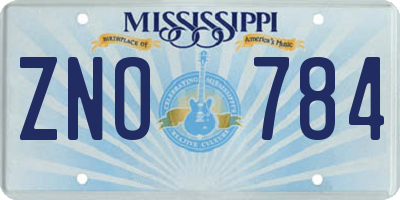 MS license plate ZNO784