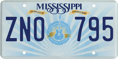 MS license plate ZNO795