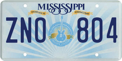 MS license plate ZNO804