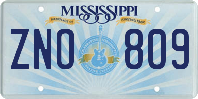 MS license plate ZNO809