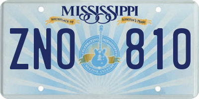 MS license plate ZNO810