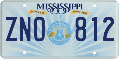 MS license plate ZNO812