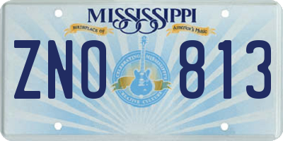 MS license plate ZNO813