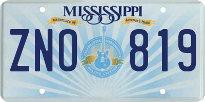 MS license plate ZNO819