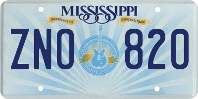 MS license plate ZNO820