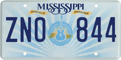 MS license plate ZNO844