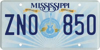 MS license plate ZNO850