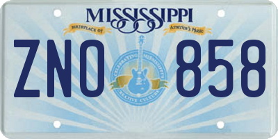 MS license plate ZNO858