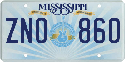 MS license plate ZNO860