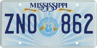 MS license plate ZNO862