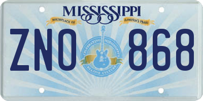 MS license plate ZNO868