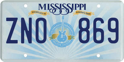 MS license plate ZNO869