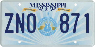 MS license plate ZNO871