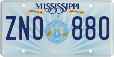 MS license plate ZNO880