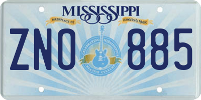 MS license plate ZNO885