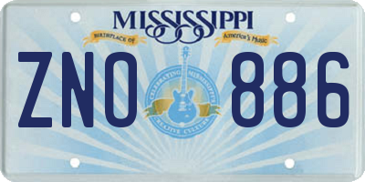 MS license plate ZNO886