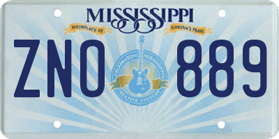 MS license plate ZNO889