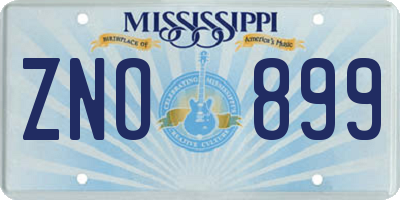 MS license plate ZNO899